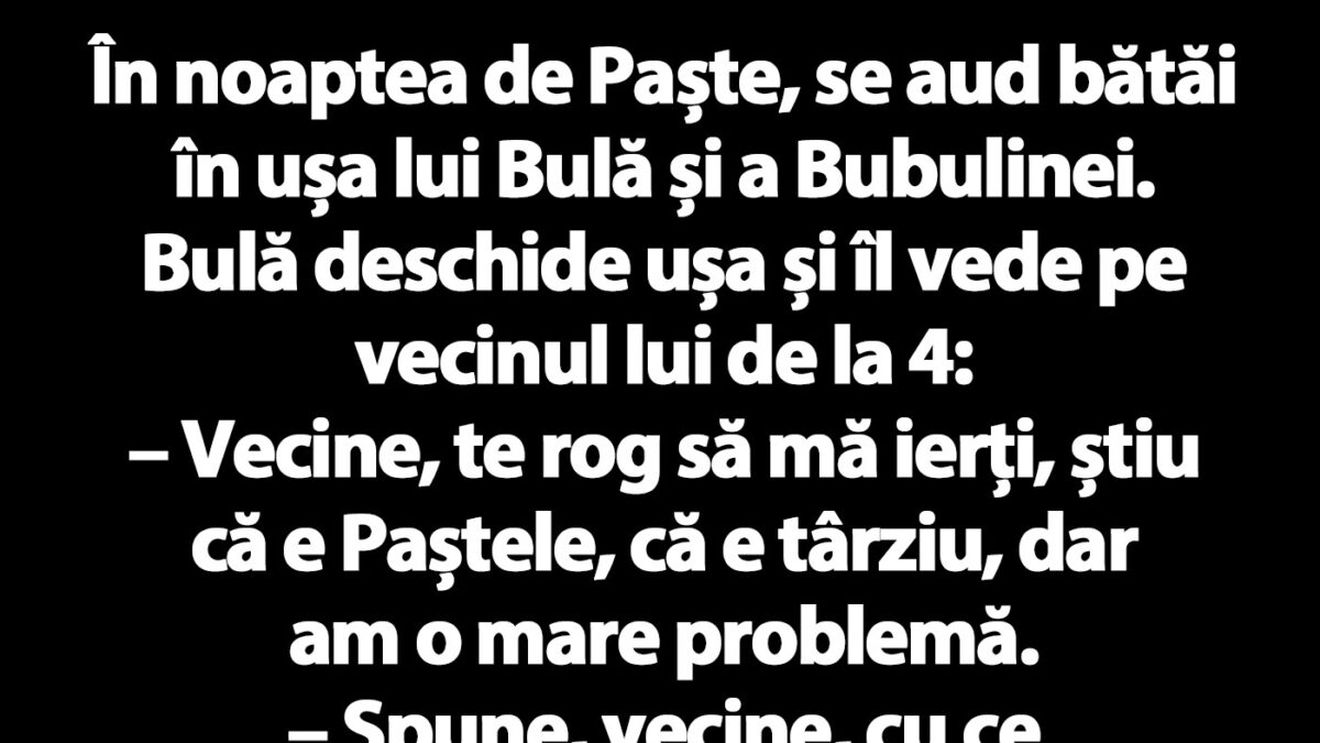 BANC | Cine bate în noaptea de Paște la ușa lui Bulă