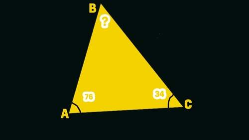 Test de inteligență | Câte grade are unghiul B, dacă A=76 și C=34?