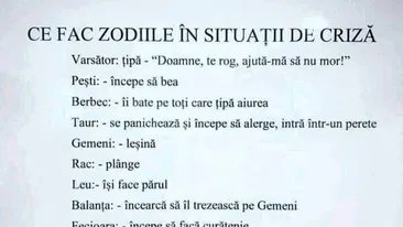 Bancul sfârșitul de săptămână | Ce fac cele 12 zodii în situații de criză