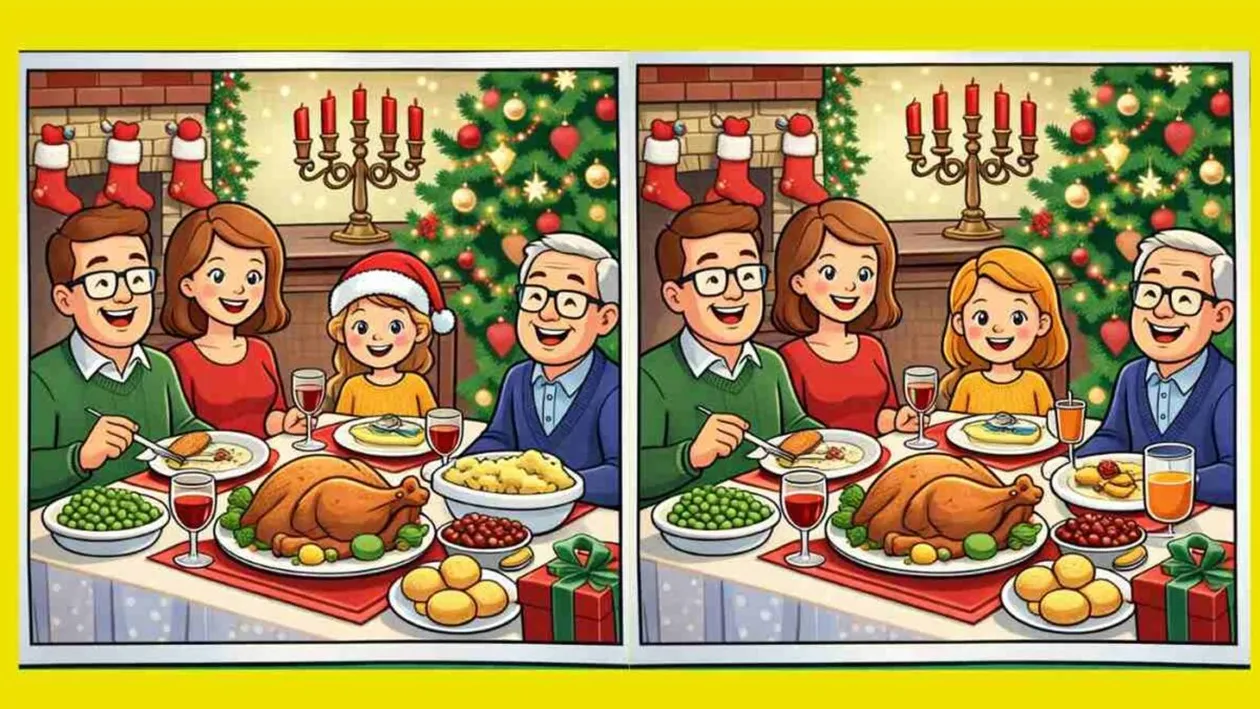 Test IQ de Crăciun | Identificați toate cele 3 diferențe dintre aceste două mese de Crăciun