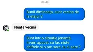 BANCUL DE MIERCURI | ”Vecine, tu ai sare?”