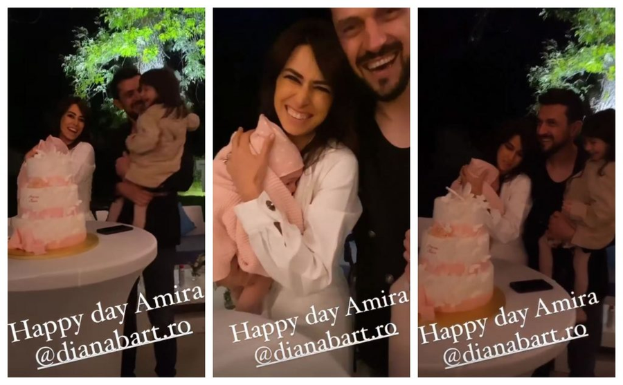 Tortul de la petrecerea care a urmat după botezul Aminei a avut trei etaje, iar designul a fost ales cu multă atenție de fericiții săi părinți © Instagram Stories