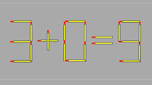Test de logică pentru genii | Mută un singur chibrit, pentru a corecta 3+0=9