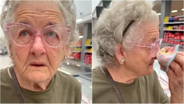 Reacția înduioșătoare a unei bătrâne care vede rafturile pline în supermarket. Prețurile mici au făcut-o să plângă! „Merită tot”