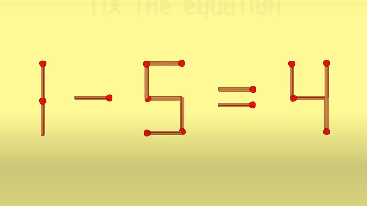 Test IQ exclusiv pentru genii | Corectați 1 - 5 = 4, mutând un singur chibrit!