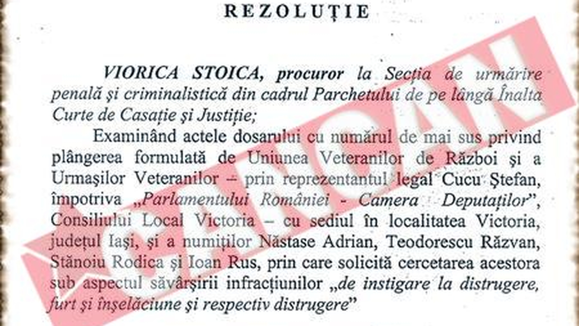 Nastase, Stanoiu si Rus, cercetati pentru o placa de marmura
