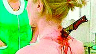 A ajuns la spital cu un cutit in ceafa