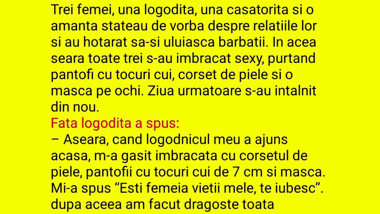 BANCUL ZILEI | Care e diferența dintre logodnică, amantă și nevastă