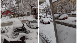 Imaginea care a înduioșat o țară întreagă! Un bărbat în scaun cu rotile a curățat un trotuar de zăpadă: „Cum soțul meu poate, ar putea și alții”