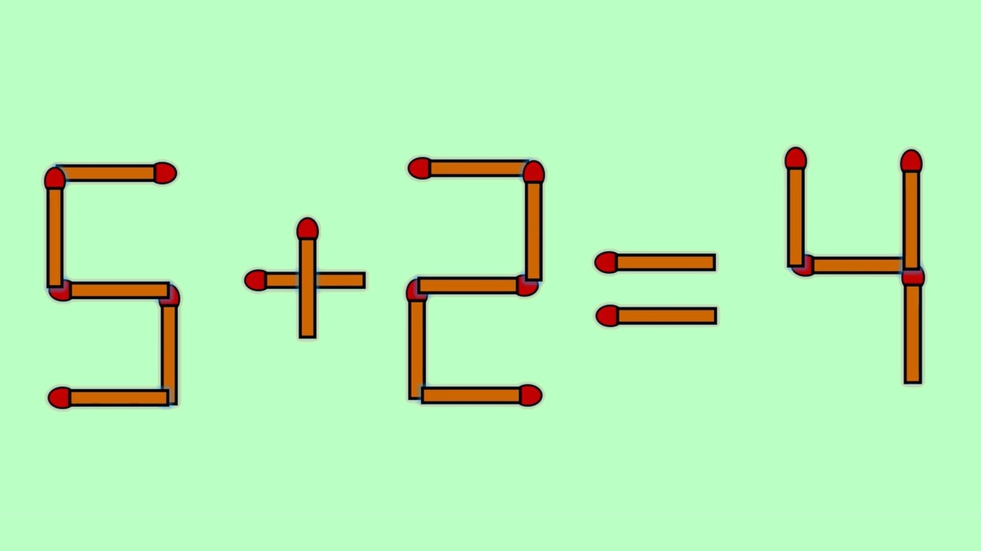 Test IQ cu chibrituri | Corectați 5 + 2 = 4, mutând un singur băț