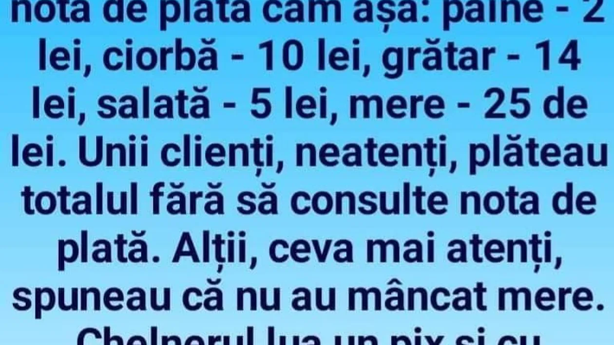 BANC | Chelnerul ardelean și... merele