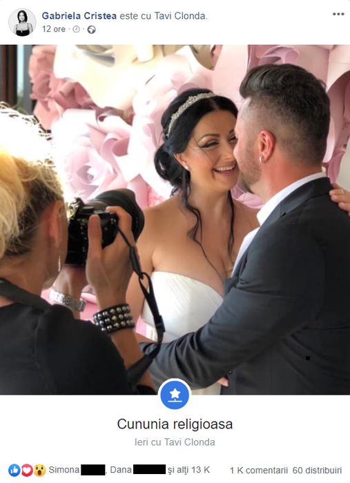 Scandal la nunta Gabrielei Cristea şi a lui Tavi Clonda! NU au ţinut cont că e o zi specială pentru ei