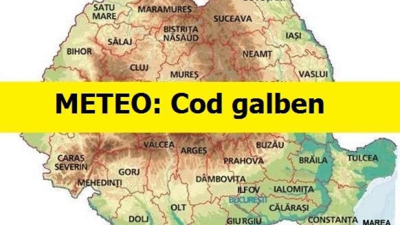 Cod galben de vânt puternic în județe din Moldova și Transilvania, joi seara