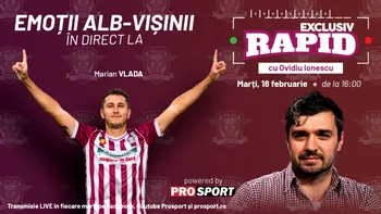 E marți, e „EXCLUSIV RAPID”. Ne vedem la ora 16:00, LIVE, pe YouTube – ProSport, alaturi de Marian Vlada, omul care a marcat în poarta Stelei și a promovat cu Rapid din liga a 4-a până în liga a 2-a