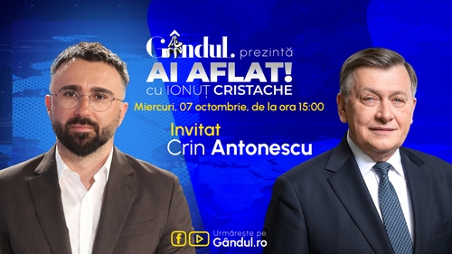 „Ai Aflat! cu Ionuț Cristache” începe miercuri, 7 octombrie, de la ora 15.00, live pe Gândul. Invitat: Crin Antonescu