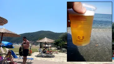 Nu este o eroare! Câți bani a dat un turist român pe o bere, pe plajă în Halkidiki. În Mamaia, un pahar costă 14 lei