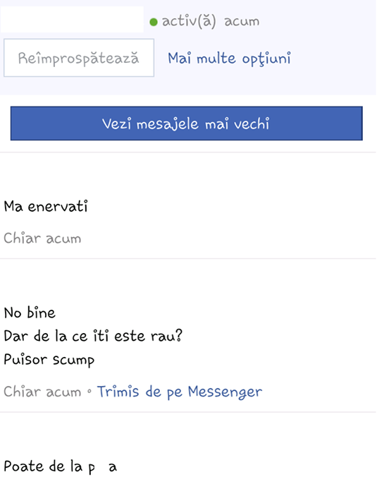 Convorbirile de pe Facebook dintre profesor şi eleva cu care ar avea o relatie de mai bine de doi ani
