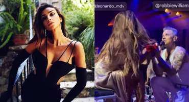 Robbie Williams, în genunchi în fața Mădălinei Ghenea! Imagini FABULOASE de la petrecerea unui milionar italian