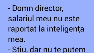 BANC | "Domn director, salariul meu nu este raportat la inteligența mea"