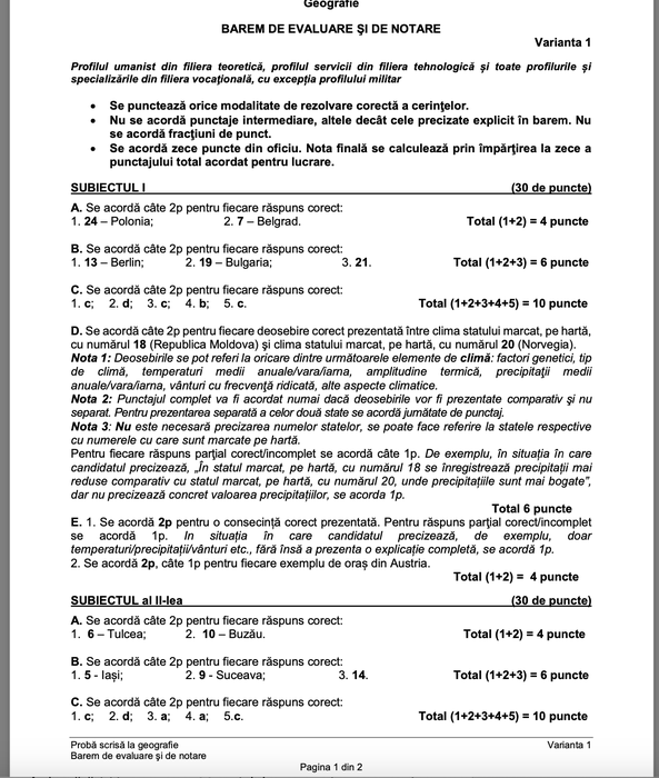 Bacalaureat 2025 | Cum se rezolvă subiectele de geografie, de astăzi. Acesta este baremul de corectare