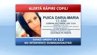 Poliţiştii caută o fată de 13 ani din judeţul Cluj, care ar fi fost răpită de un tânăr de 27 de ani