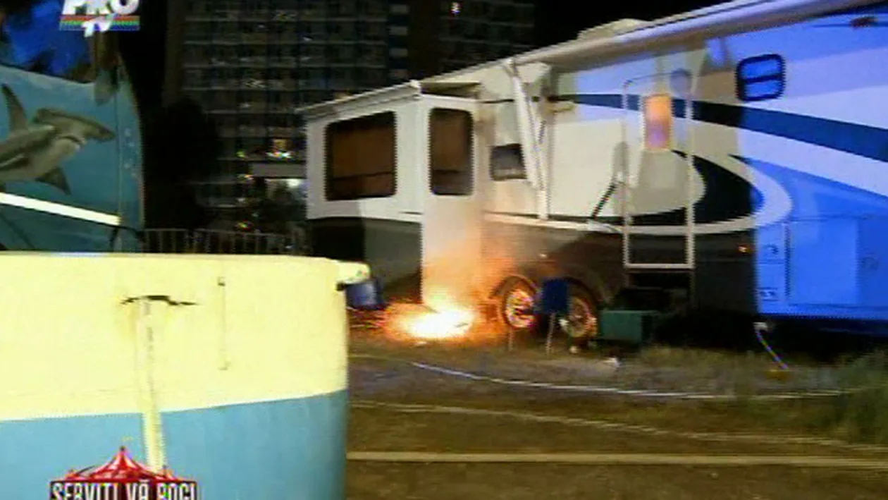 VIDEO Nicolae Mitea si Andreea Tonciu au tras o sperietura groaznica dupa ce rulota lor a explodat!