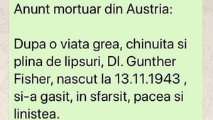 BANC | Anunț mortuar în Austria: "După o viață grea, chinuită și plină de lipsuri, domnul Gunther Fisher.."