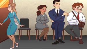 Test de inteligență | În poza aceasta apar 4 oameni, aflați la un interviu de job, dar s-a strecurat și o mare greșeală. Găsiți-o!