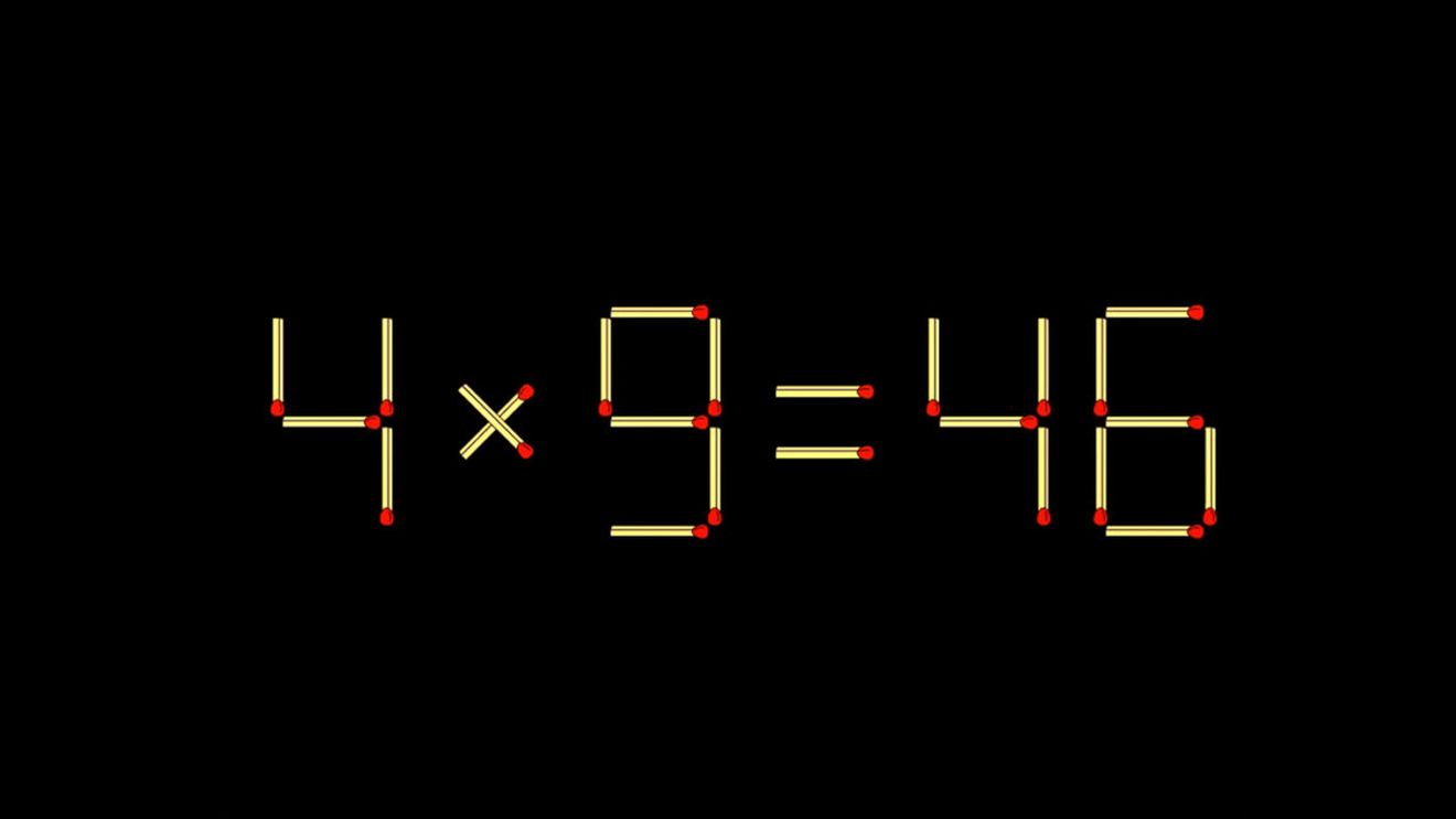 TEST IQ cu chibrituri | Mutați 2 bețe pentru a corecta egalitatea 4x9=46