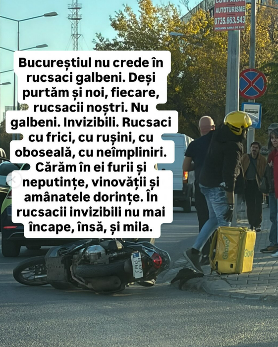 Un alt livrator străin a fost accidentat în trafic, în București. Mihai Morar a relatat întâmplarea: „Nu au niciun drept”