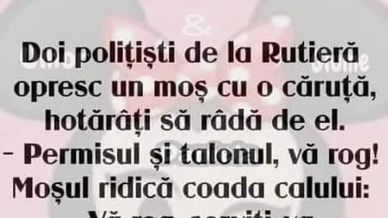 BANC | Doi polițiști de la Rutieră opresc un moș cu o căruță, hotărâți să râdă de el: Permisul și talonul, vă rog!