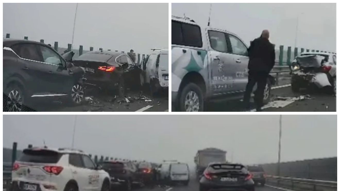 Carambol pe autostradă, lângă Capitală! Zeci de mașini au fost implicat într-un accident grav. Numeroși răniți