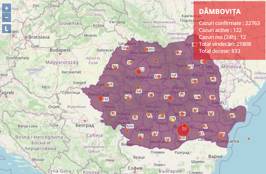 Covid-19 în județul Dâmbovița, România la data de 1 septembrie 2021.