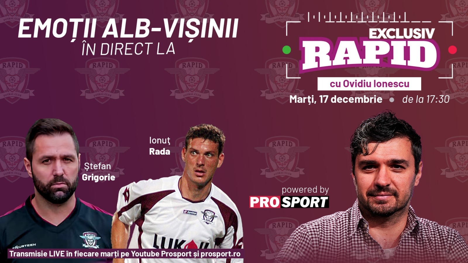 Ștefan Grigorie și Ionuț Rada vin astăzi la "EXCLUSIV RAPID"