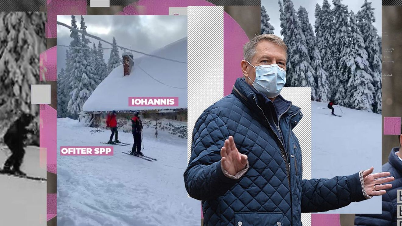 Klaus Iohannis se "antrenează" undercover pentru rapel, însoțit de SPP-iști. Singurele imagini cu președintele "în acțiune", pe pârtie, la Păltiniș