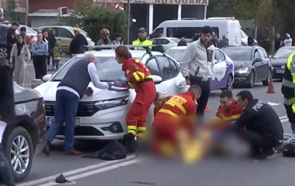 Imagini de la locul tragediei unde Elena a fost lovită de un autoturism condus de un șofer de 20 de ani/ sursă foto: captură video