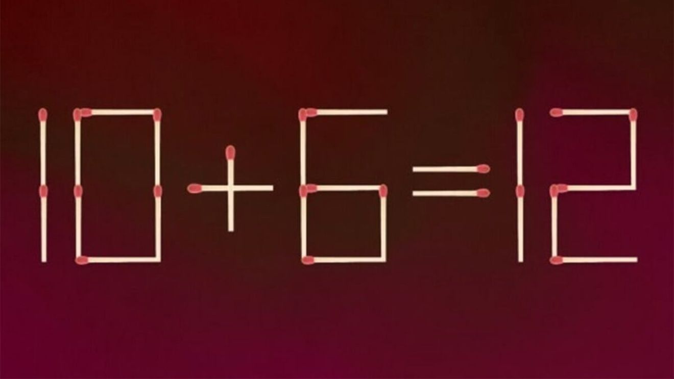 Test IQ cu chibrituri | Corectați 10+6=12, mutând un singur băț!