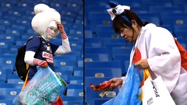 Devastați după eșecul cu Belgia, fanii japonezi au impresionat întreaga lume! Cu lacrimi în ochi, ei au strâns gunoiul din tribune