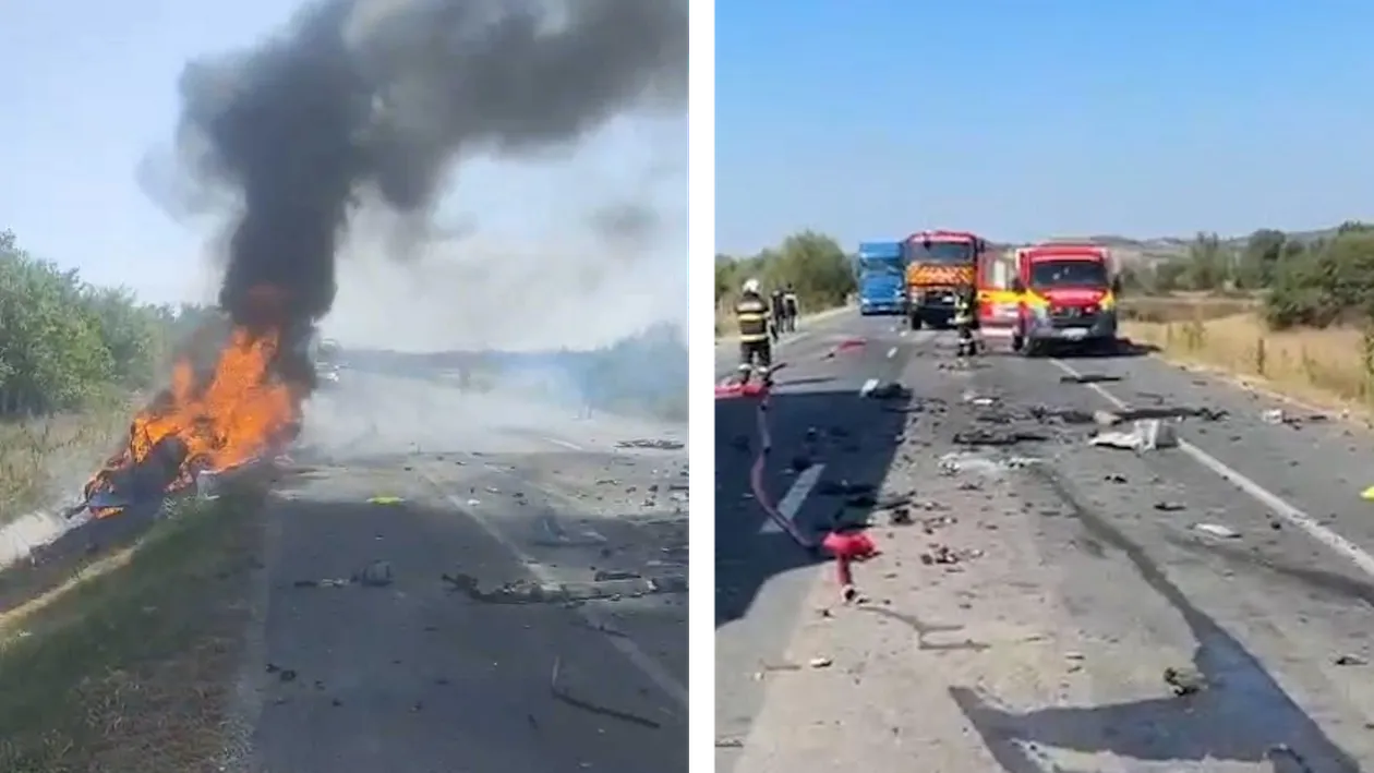 Impact devastator pe o șosea din Lugoj! Un şofer a murit carbonizat în maşină, după ce a intrat în coliziune cu un TIR