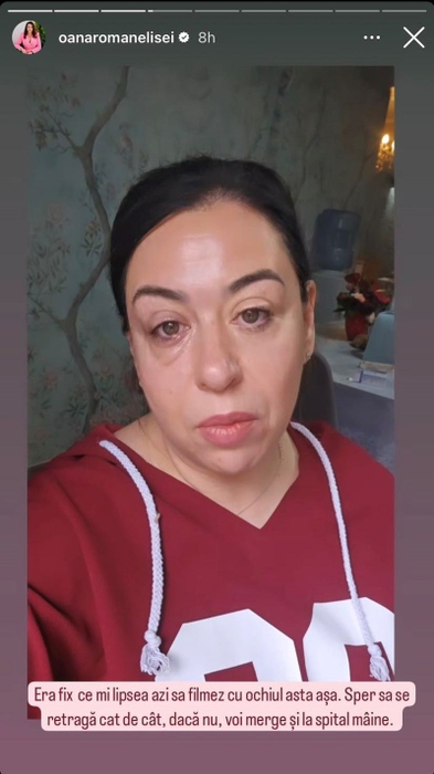 Oana Roman este în doliu. Foto: Instagram / Oana Roman
