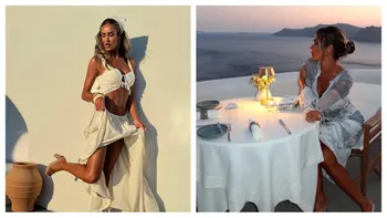 Diana Munteanu a dat România pe Santorini. Imagini spectaculoase din escapada în Grecia