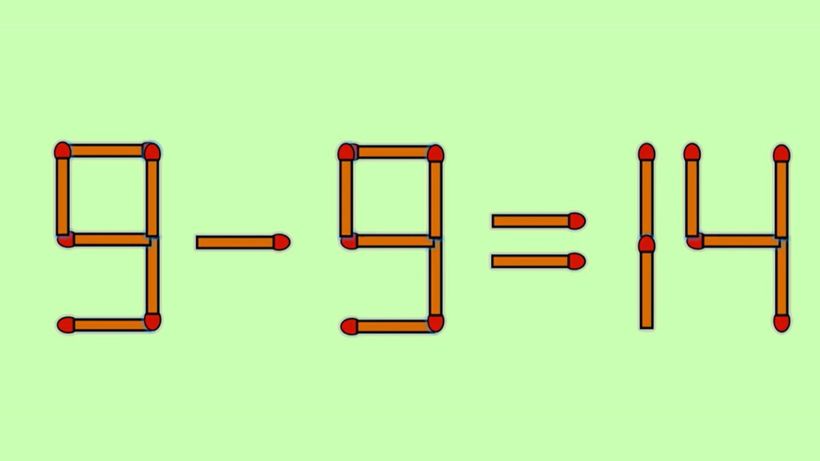 Test IQ cu chibrituri | Corectați 9 – 9 = 14, mutând un singur băț
