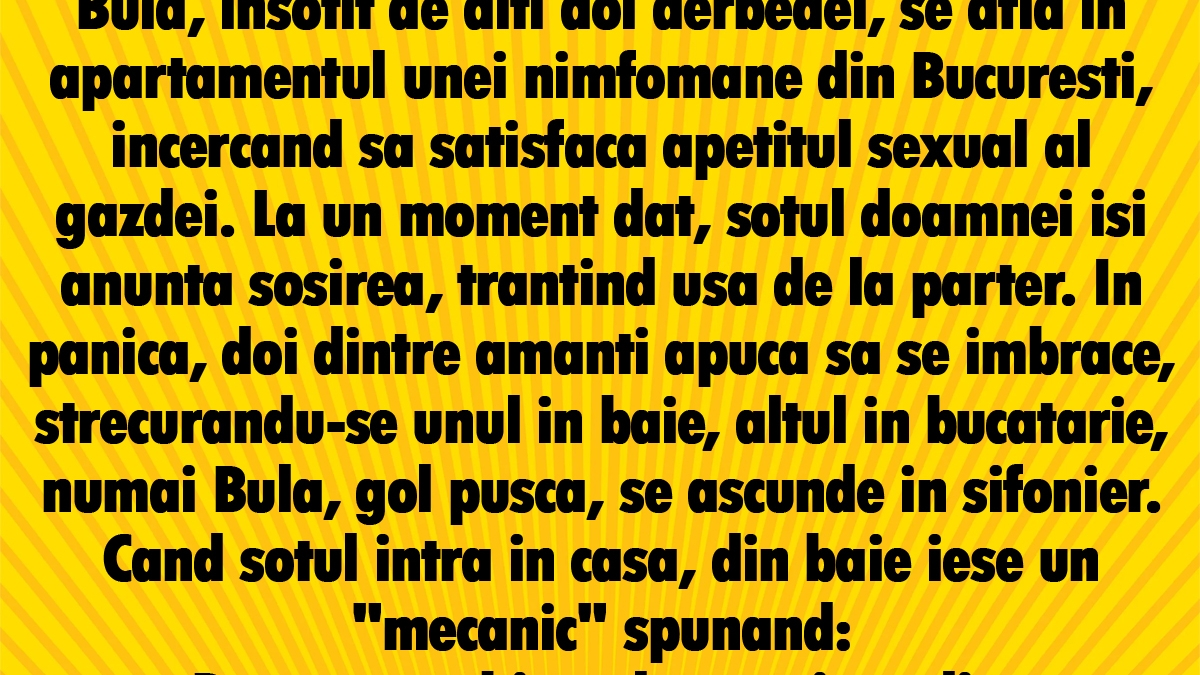 BANCUL ZILEI | Bulă și nimfomana din București