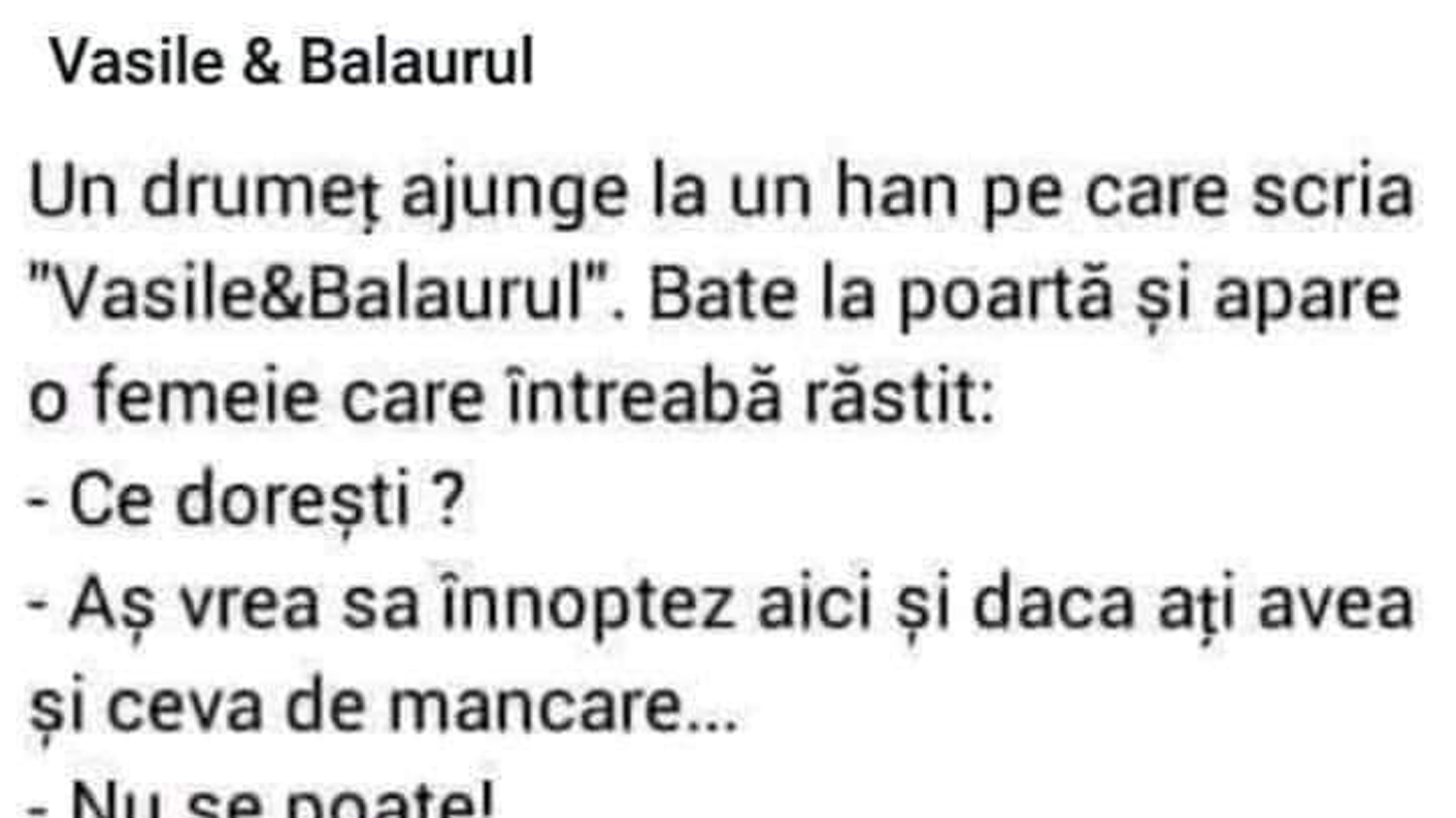 BANCUL ZILEI | Un drumeț ajunge la un han pe care scria "Vasile&Balaurul"