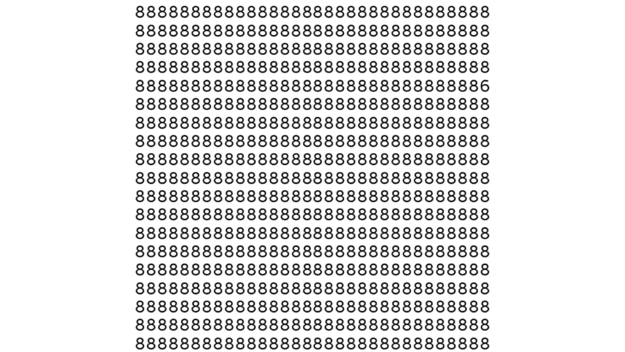 Test de inteligență | Nu toate cifrele din imagine sunt 8. Identificați-o pe cea diferită!