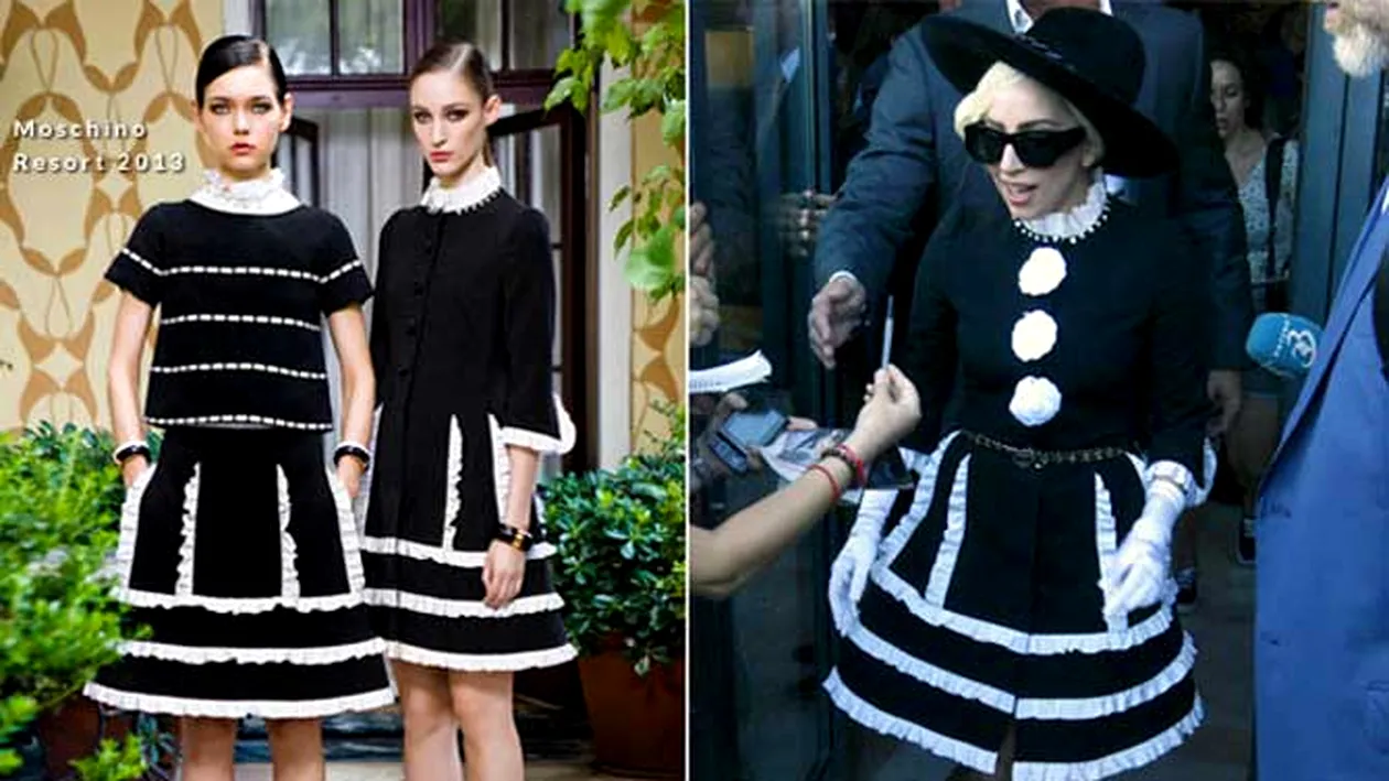 Lady Gaga a purtat la Bucuresti o tinuta care va fi lansata anul viitor! Uite cum a modificat rochia Moschino din colectia 2013