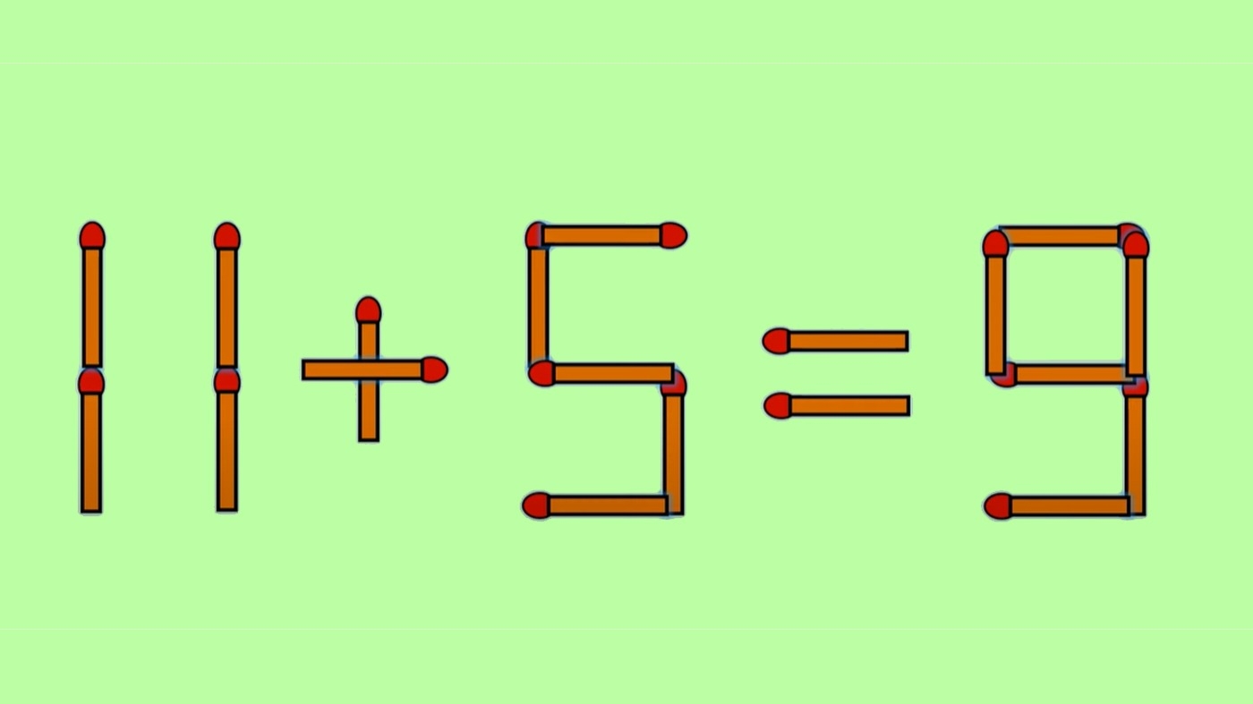 Test IQ exclusiv pentru genii | 11 + 5 = 9 este greșit. Pentru a corecta egalitatea, mutați un singur chibrit