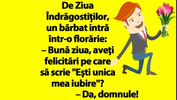 Bancul de Sfântul Valentin | De Ziua Îndrăgostiților, un bărbat intră într-o florărie