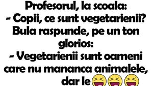 BANCUL ZILEI | "Copii, ce sunt vegetarienii?" Ce răspuns a dat elevul Bulă