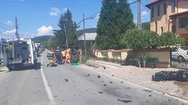 Accident grav în Argeș! Un motociclist a fost spulberat de pe șosea după impact cu două autoturisme